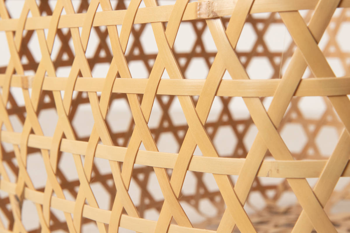 R151107　埼玉県/真竹（白竹）　埼玉県/白竹　六つ目角かご（正方形）　小・大　2サイズ