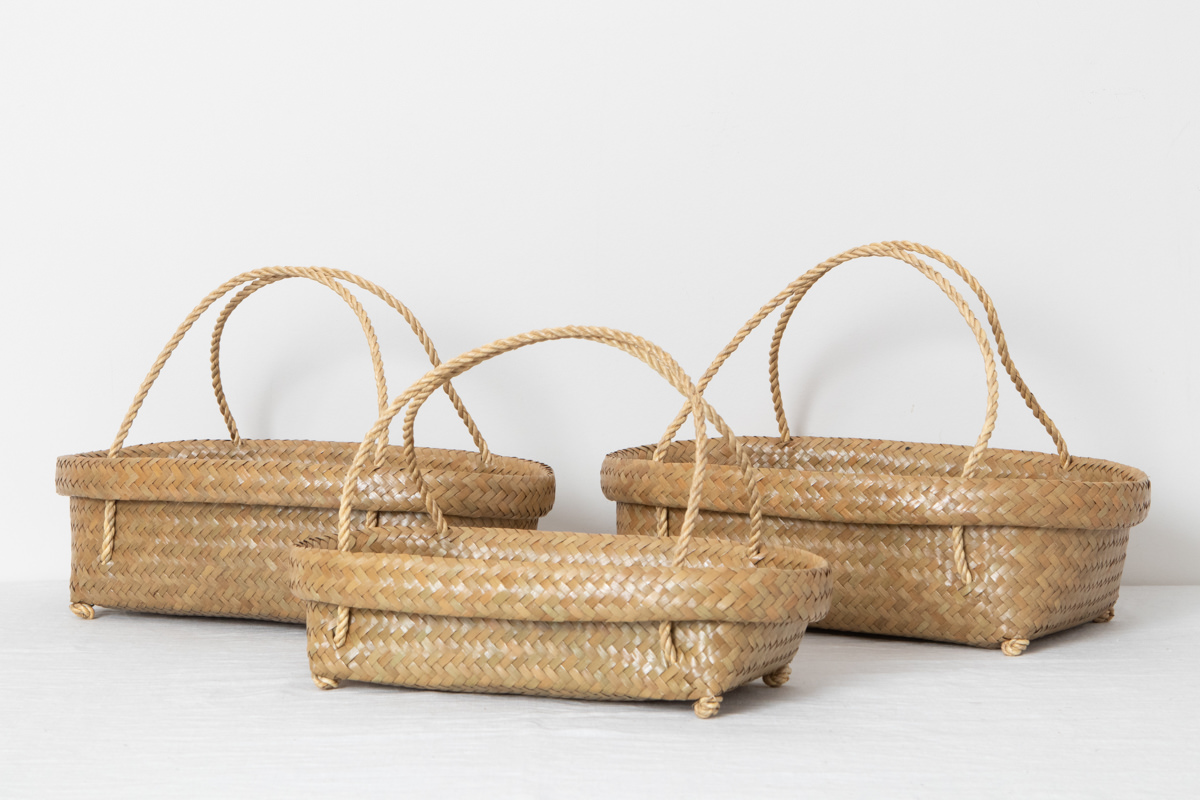 R3115101　タイ/カチュー(水草)　整理かご　楕円　取手付き　S･M･L　3サイズ