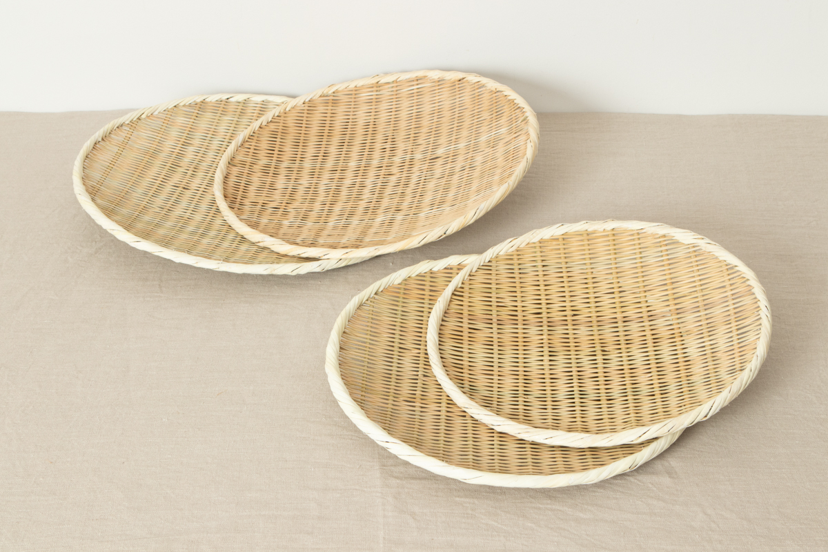 R650113　新潟県/青竹　丸盆ざる　尺二寸（約36cm）～尺五寸（約45cm)　4サイズ