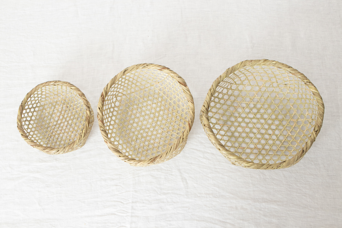 R330103　宮城県/篠竹　野菜水切りかご　六つ目編み　小・中・大　3サイズ