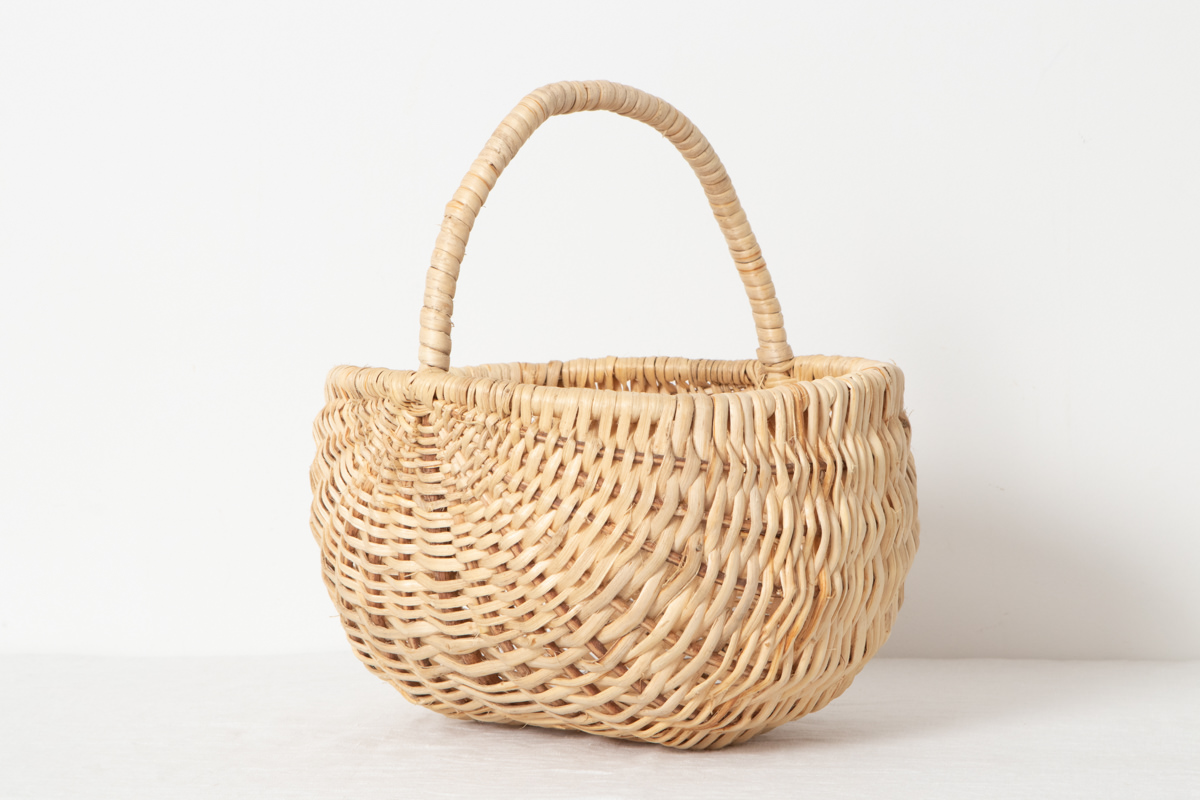 R340222-1　ポーランド/松の根　手つき　丸バスケット