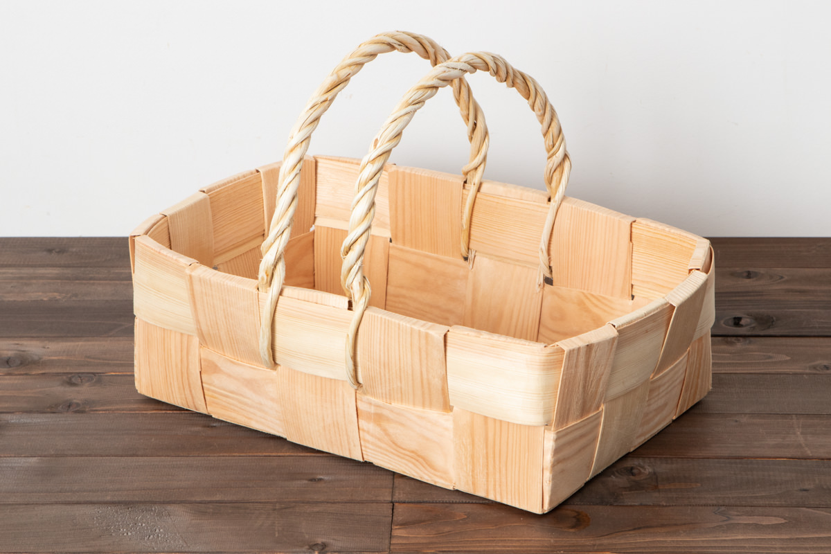 R330721-1　エストニア/パイン　ハーベストバスケット　２ハンドル