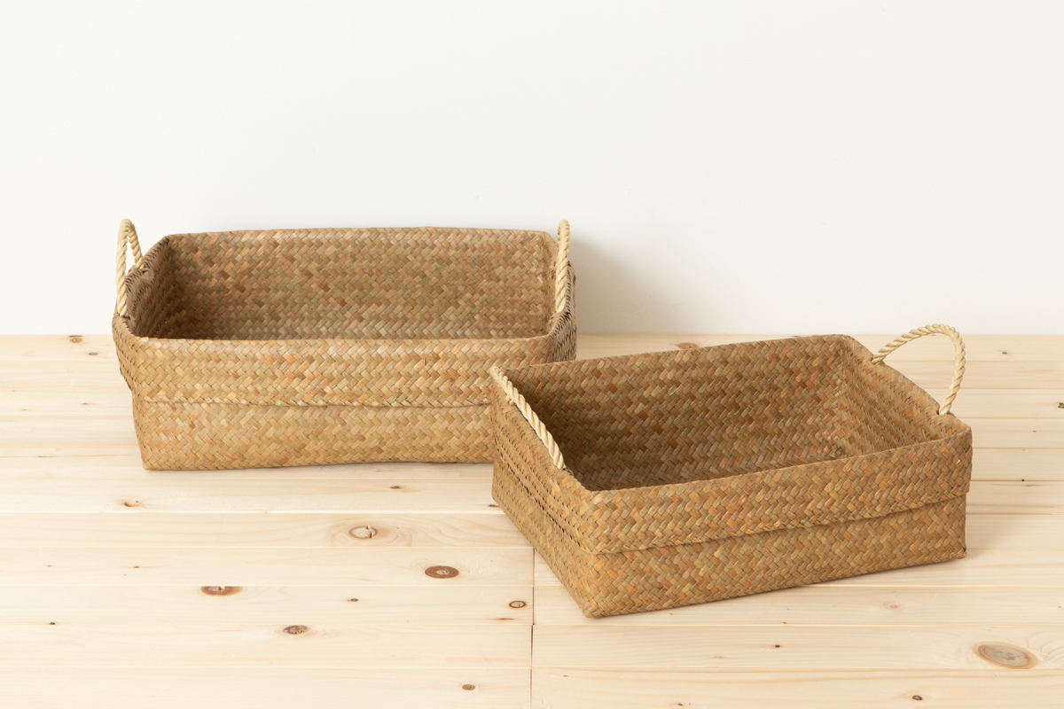 R3115122　タイ/カチュー（水草）　整理かご　角型　取手付き　A4・B4　2サイズ