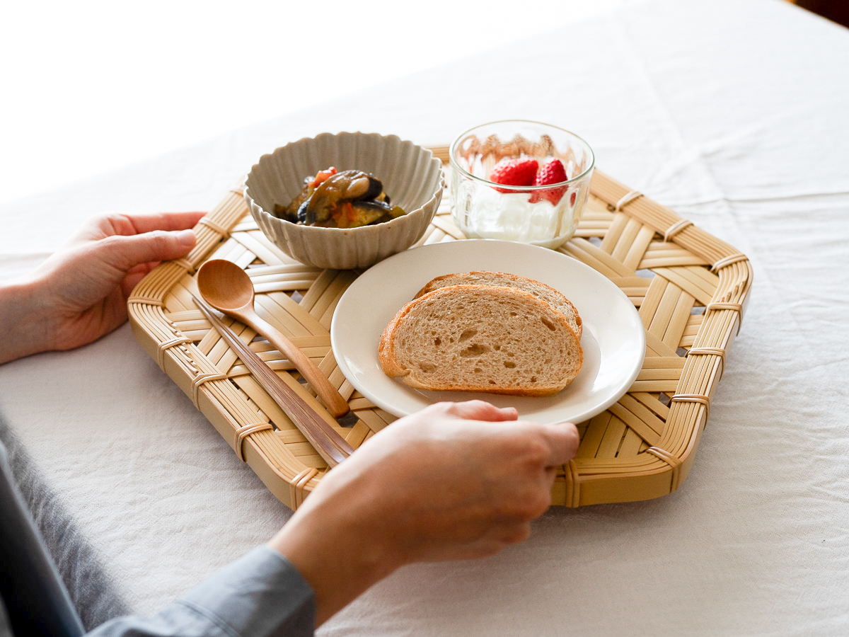 未121802　大分県/真竹（白竹）　六角盆　足つき　小・大　2サイズ
