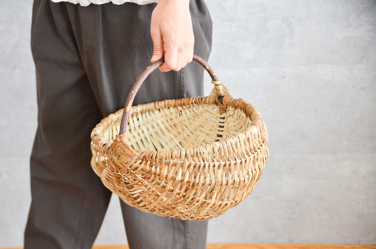 R140513　リトアニア/ヘーゼル　丸バスケット　S・L　2サイズ