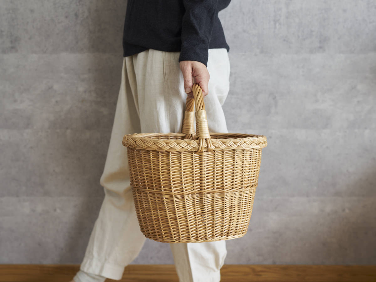 R140522-4　リトアニア/やなぎ　シギタスさん　手つきオーバルバスケット