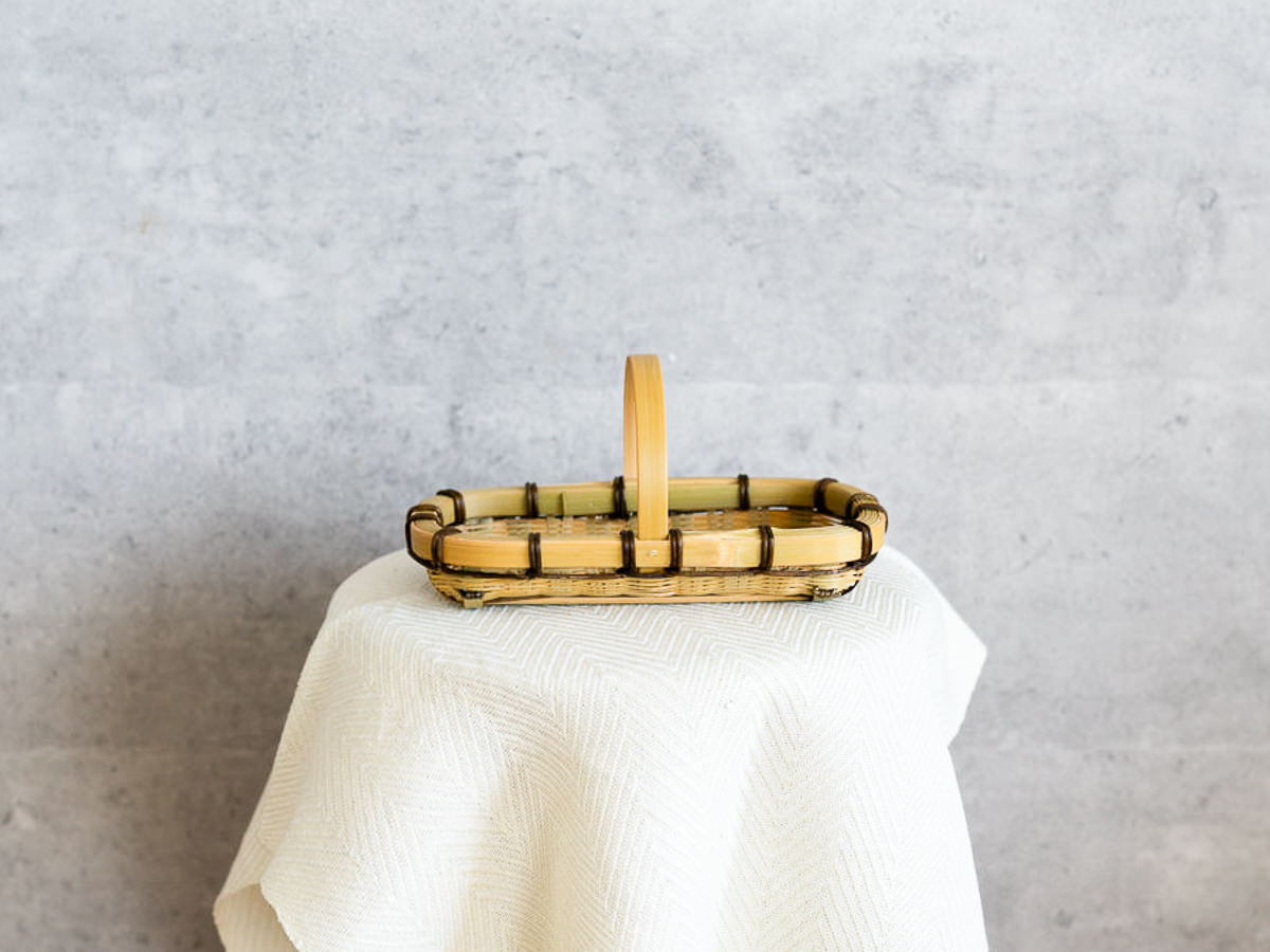 R220694-1　大分県/真竹（青竹）　手付デスクバスケット