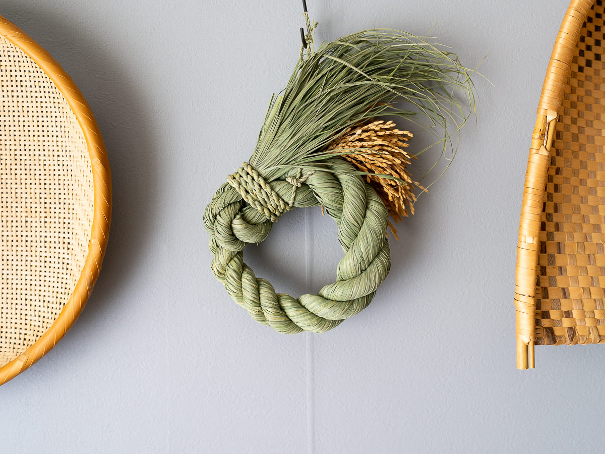 R721024　長野県/稲わら　しめかざり　円満 -えんまん-　姫・小　2サイズ　2025-26　【完成】