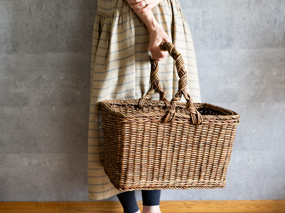 R311207-1　長野県/あけび　並編み　角特大バスケット