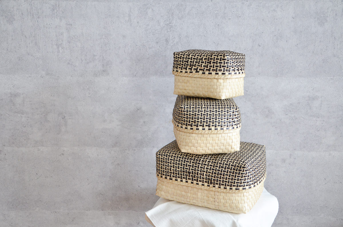R330910　インド/パームリーフ　Kottan Basket　Insert Natural　S・M・L　3サイズ