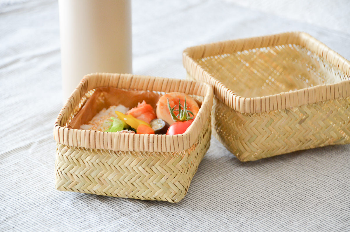 R450804　岩手県/すず竹　弁当かご　角　ミニ・小　2サイズ　【Bタイプ】