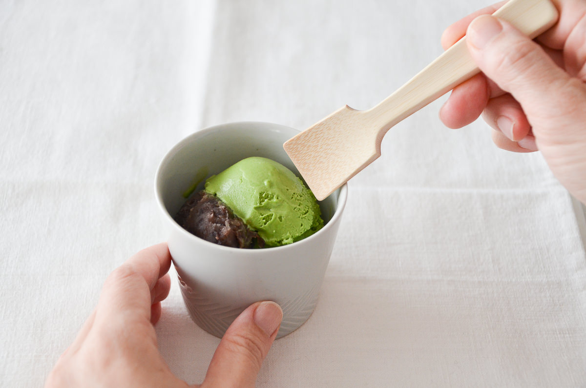 R510402　大分県/白竹　アイスクリームスプーン　まる・かく/短い・長い