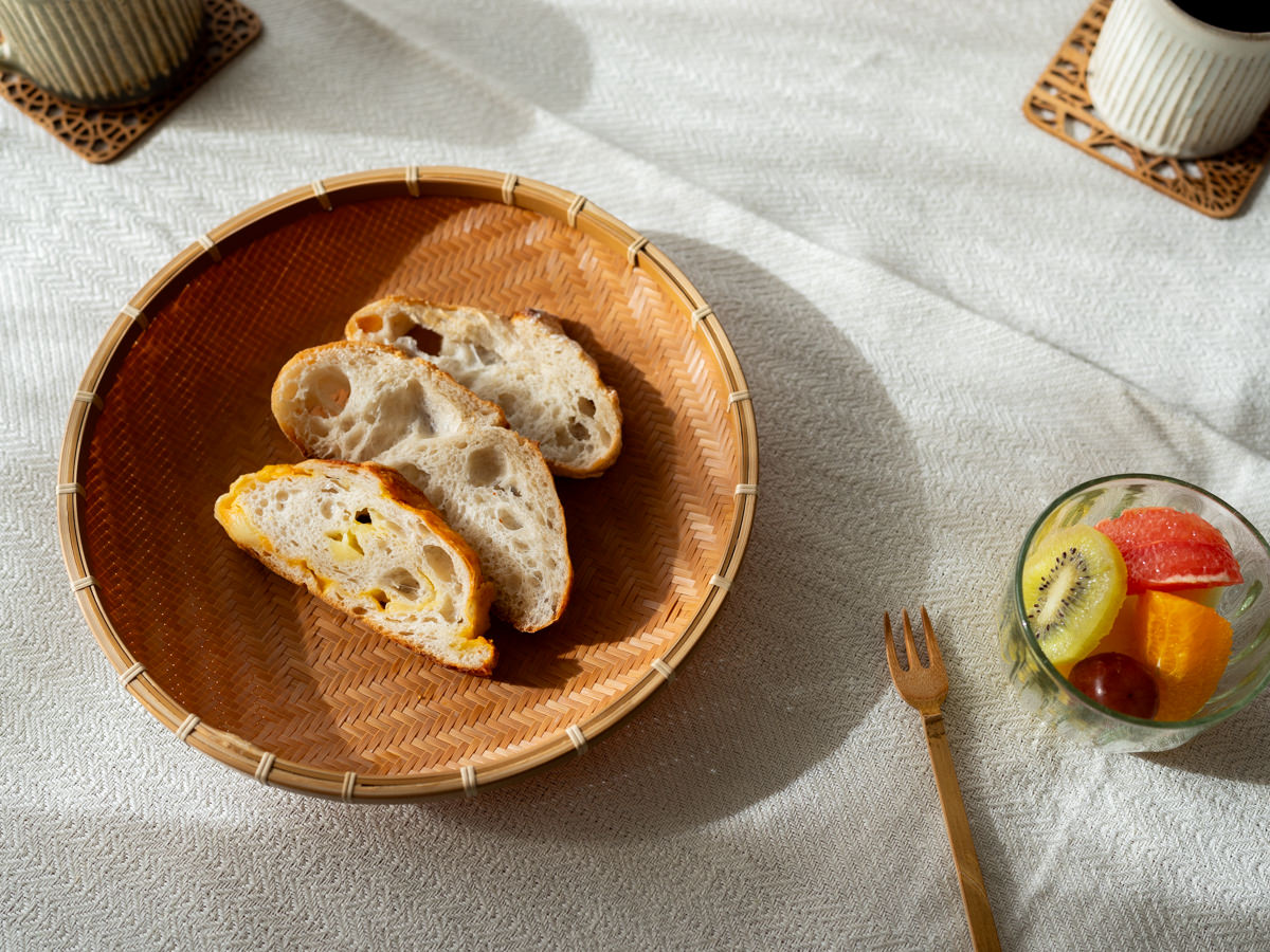 R850405-1　大分県/炭化竹　あじろ編み皿　丸