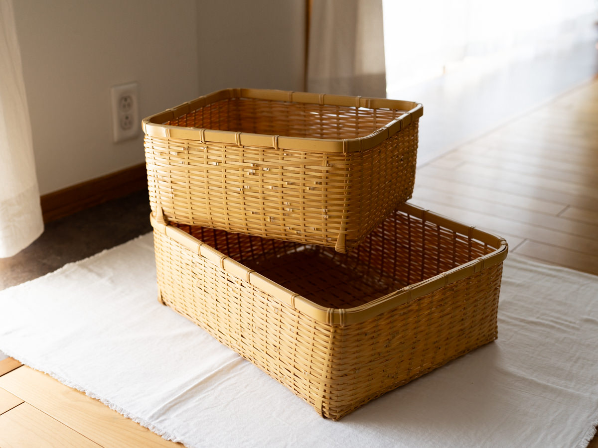 R850408　大分県/白竹　整理かご　深-ふか-　小・大　2サイズ