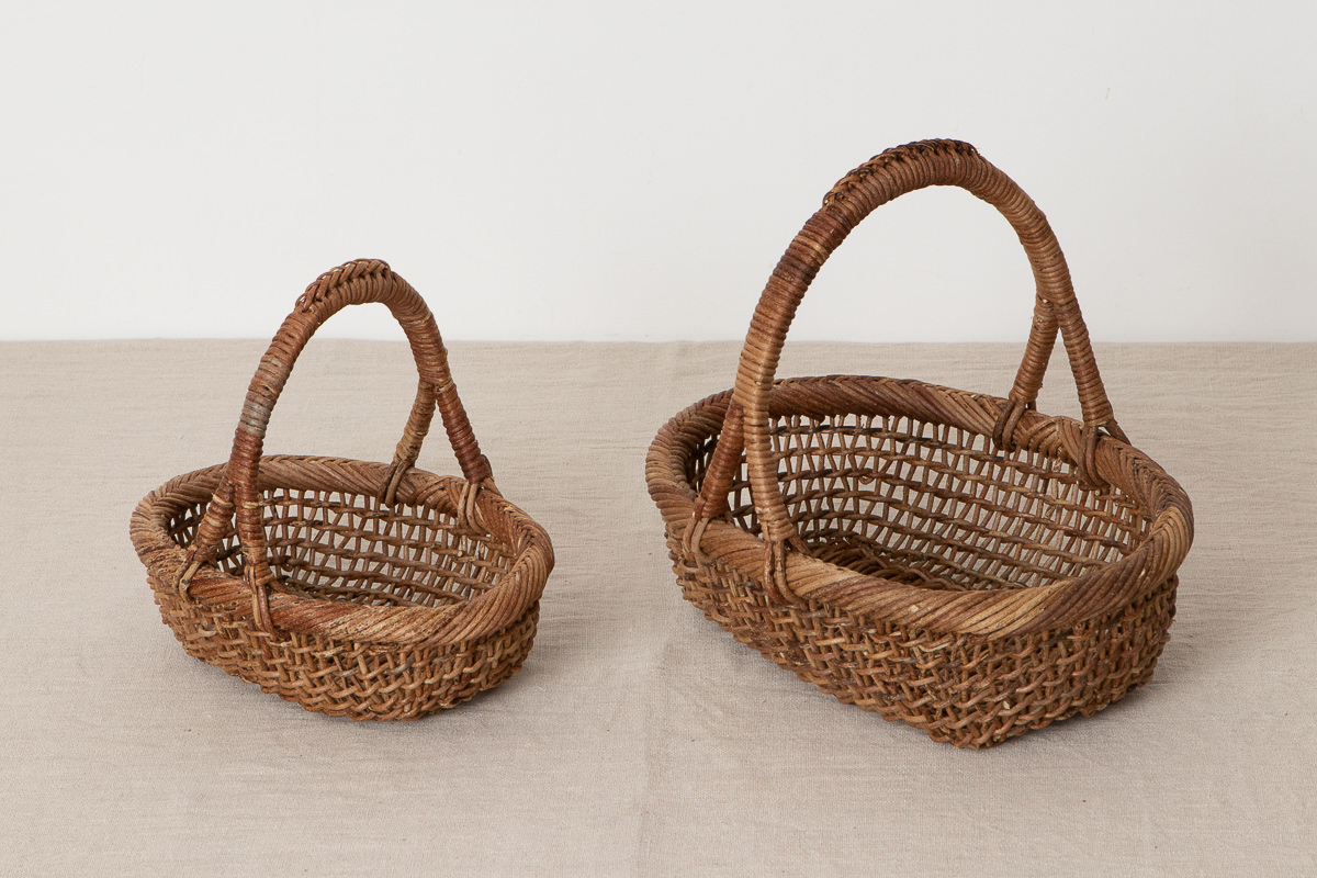 R311230　長野県/あけび　すかし小判手つき盛りかご　小・大　2サイズ