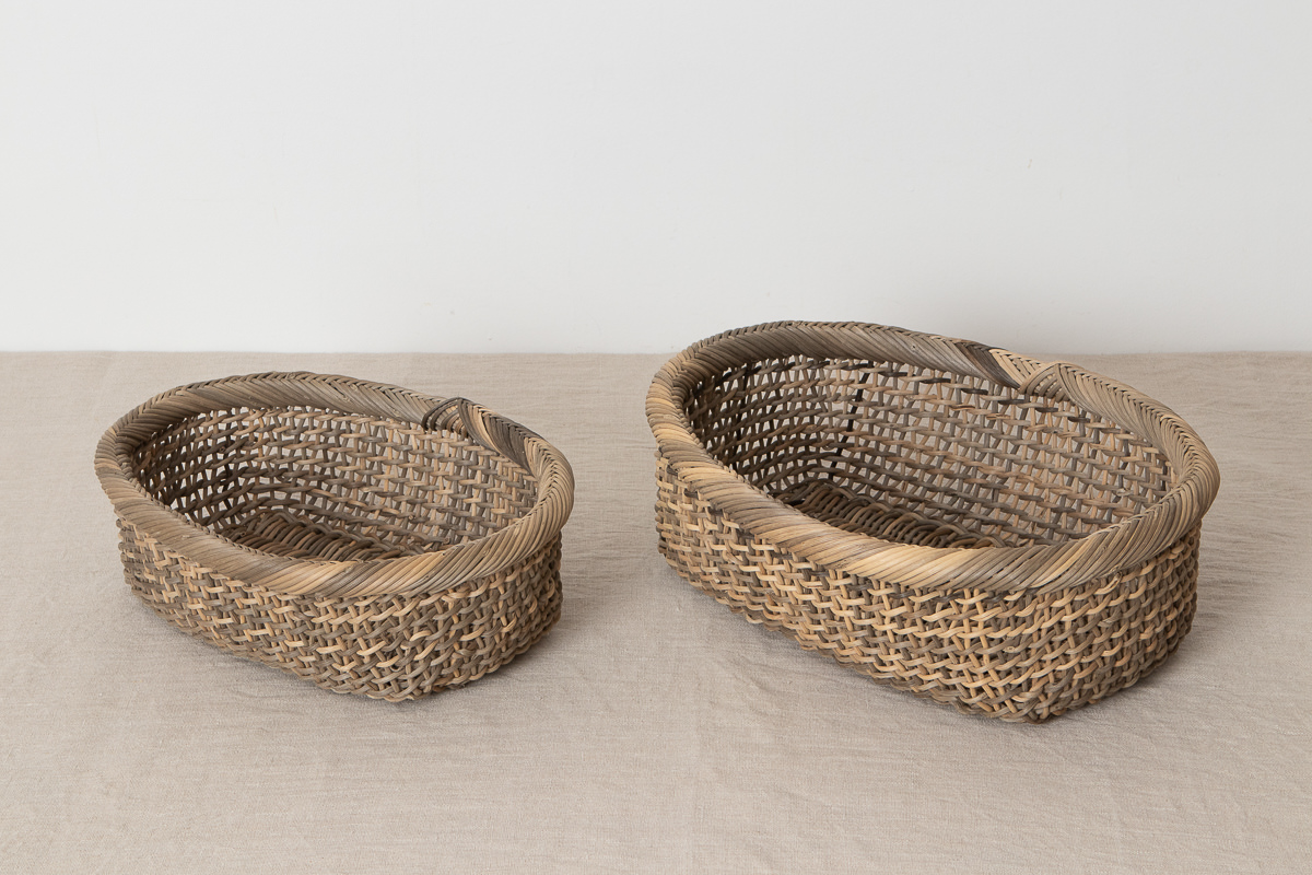 R311246　長野県/むきあけび　すかし編み　小判盛りかご　小・中　2サイズ
