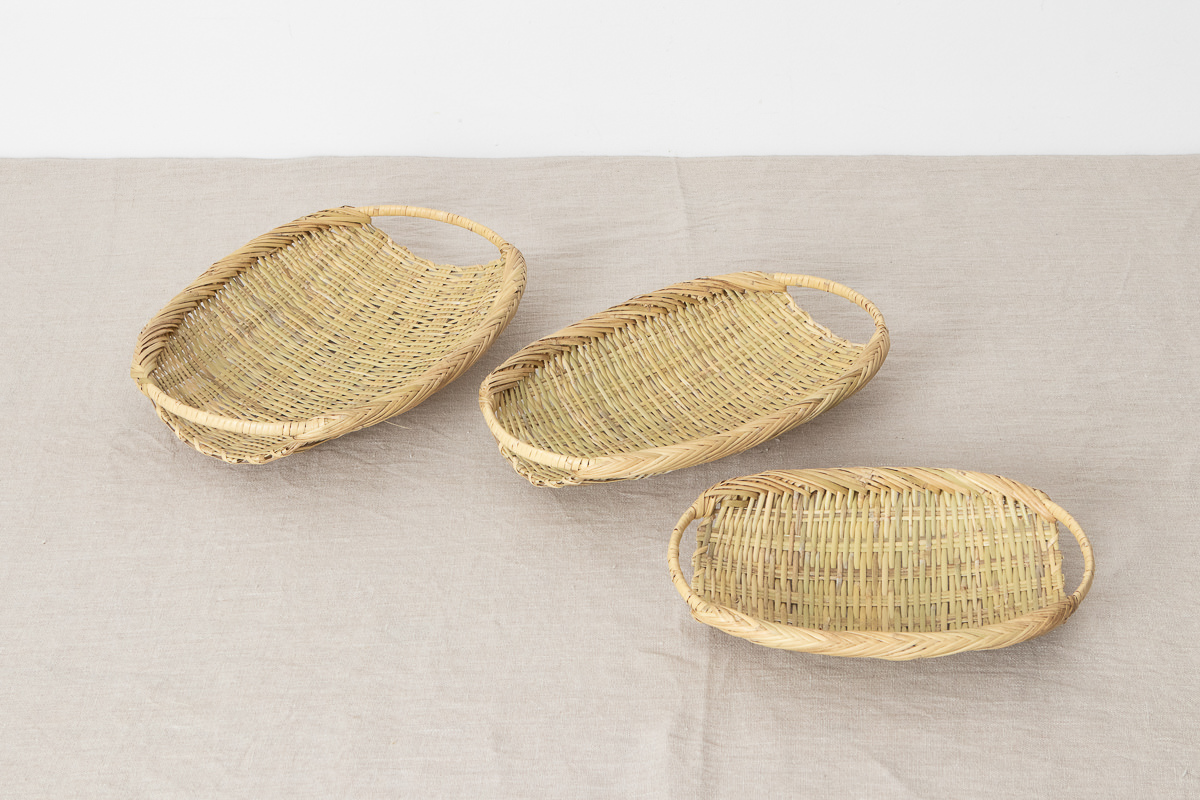 R450812　岩手県/すず竹　手つき楕円ざる　小・中・大　3サイズ　【Bタイプ】