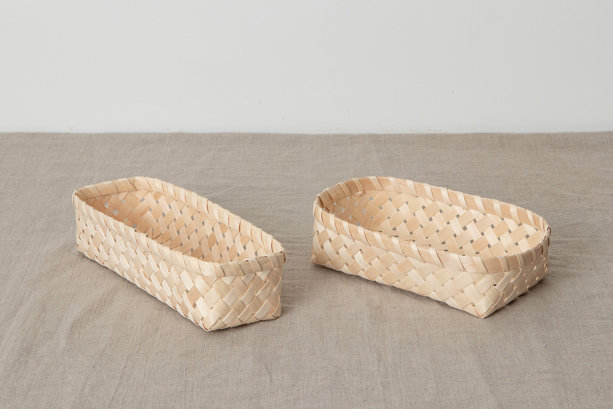 R720906　秋田県/イタヤカエデ　パンかご・カトラリーケース　2種